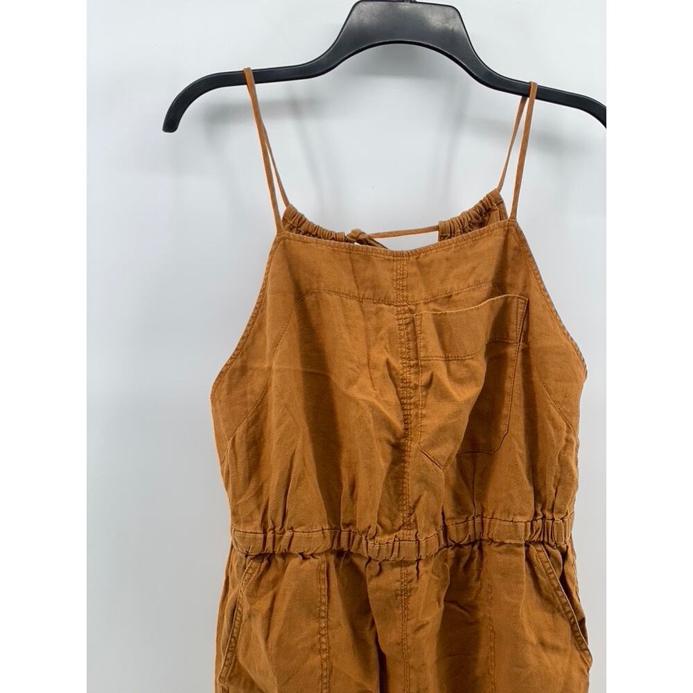 EVERLANE Women's Brown Linen Shoestring Apron Open-Back Jumpsuit SZ S - Picture 3 of 12